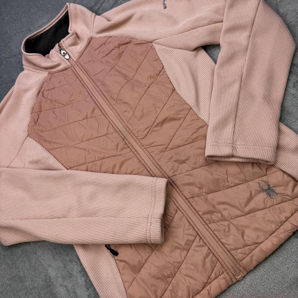 Spyder Jacket Womens Medium Pink Quilted Fleece Full Zip Hybrid Softshell Warm